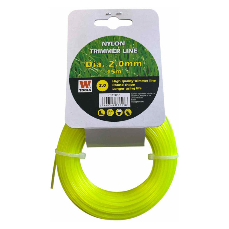Damil szegélynyíró géphez Trimmer Line (2 mm x 15 m) kör keresztmetszetű