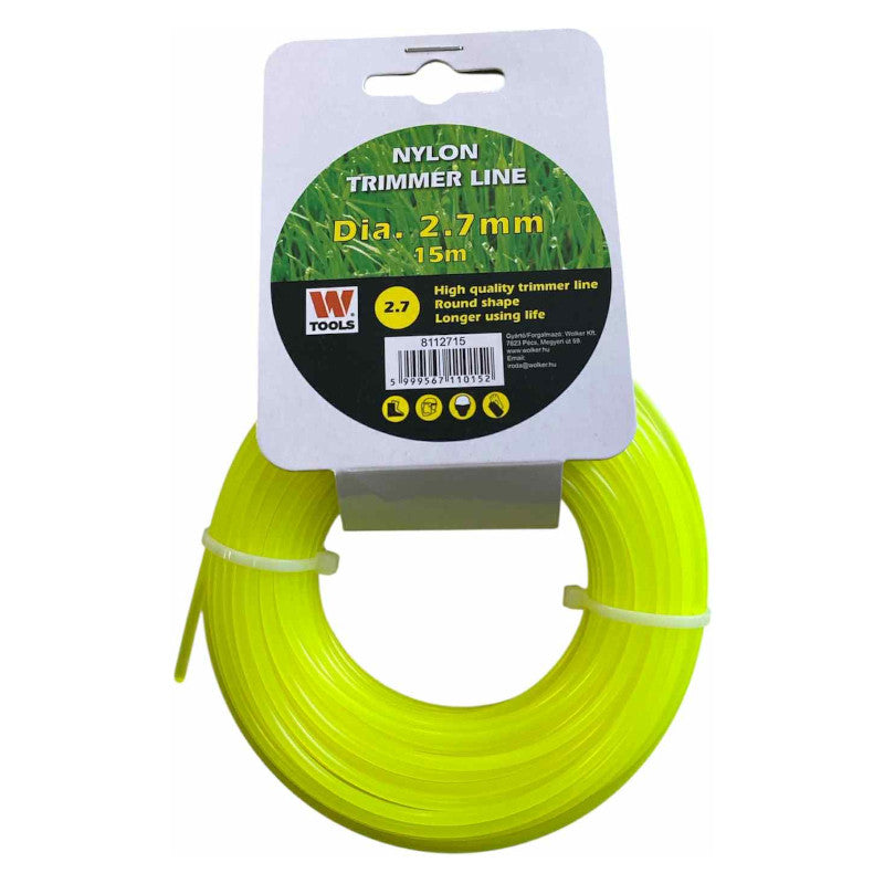 Damil szegélynyíró géphez Trimmer Line (2,7 mm x 15 m) kör keresztmetszetű