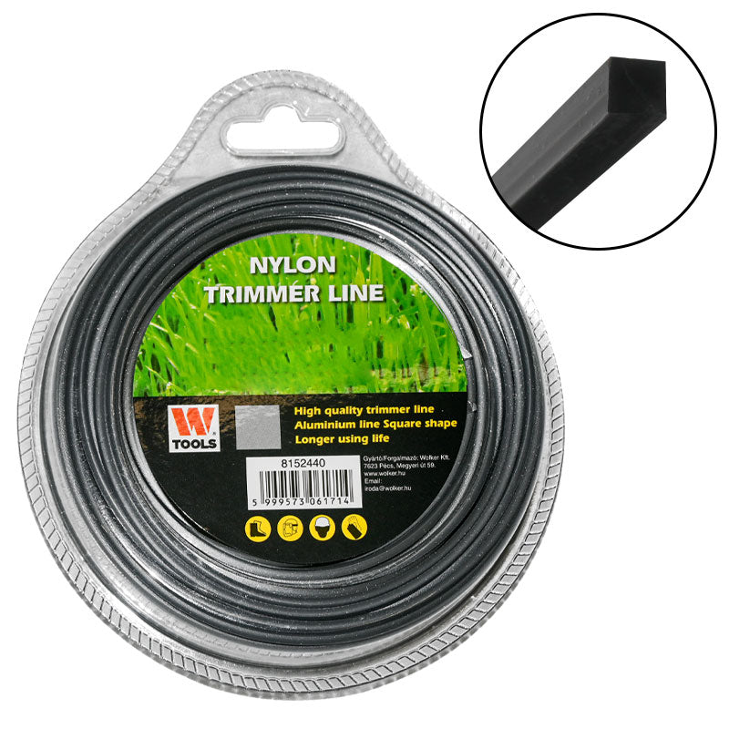 Fűnyíró damil 2,0mm 116m alu négyszög