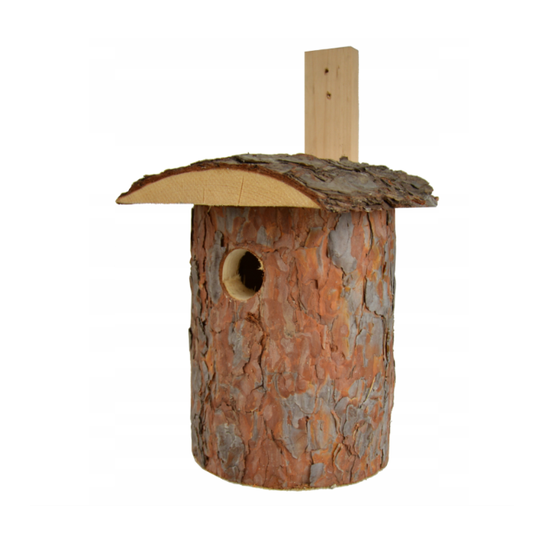 Természetes fenyőfa madárodú – 30 × 17 × 17 cm